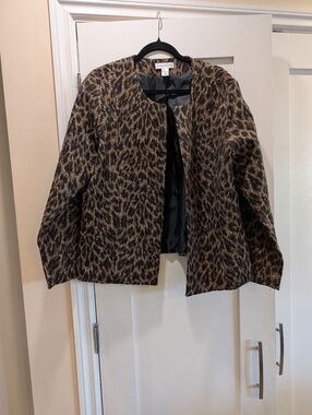 Unstructured Animal Print Jacket,XL